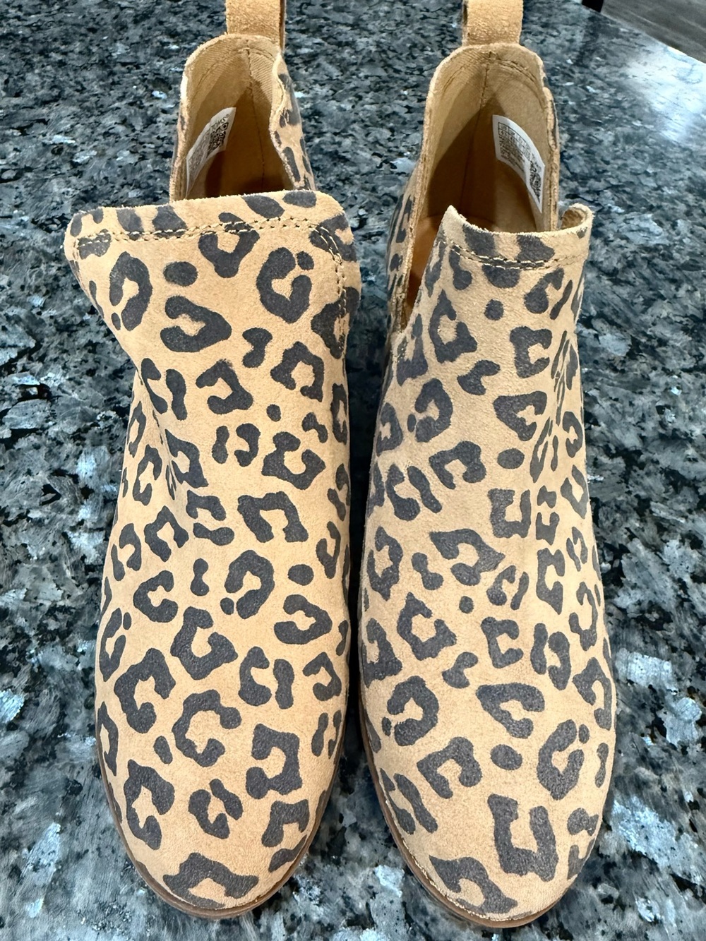 Toms Leopard Print Suede Ankle Booties - Tan/Black